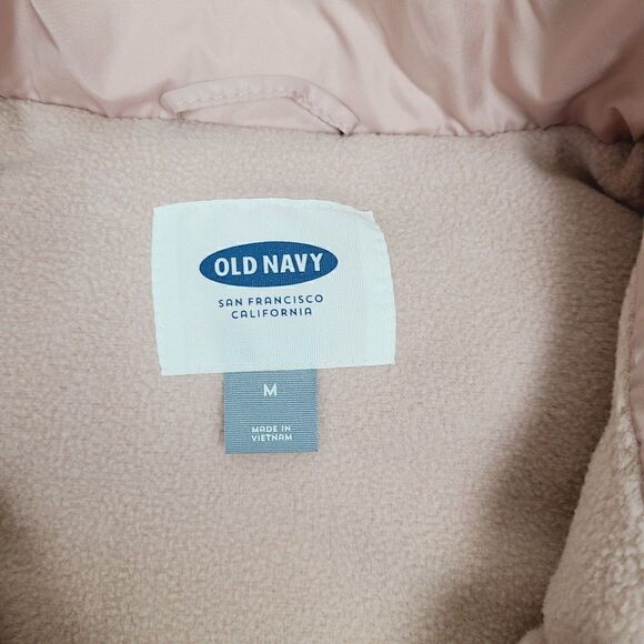 Old Navy Puffer Vest M Dusty Pink Full-Zip Fleece Lined Sleeveless Jacket - Picture 8 of 11
